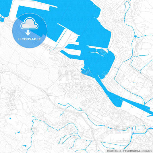 Santurtzi, Spain PDF vector map with water in focus