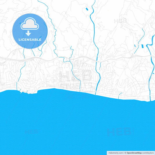 Rincón de la Victoria, Spain PDF vector map with water in focus