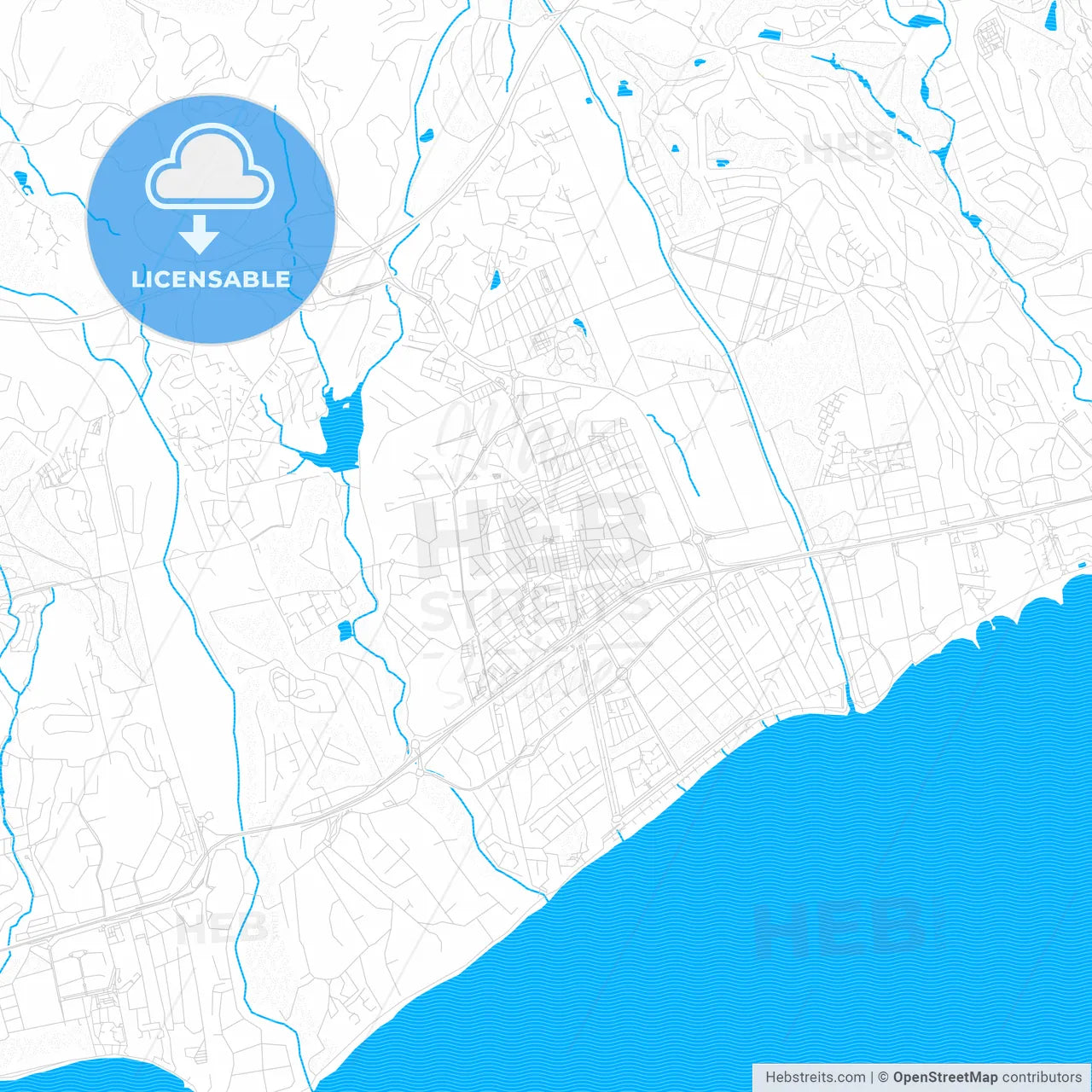 San Pedro de Alcántara, Spain PDF vector map with water in focus