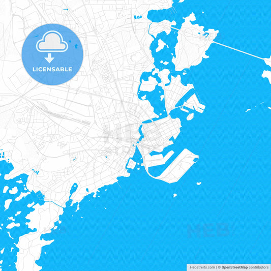 Kalmar, Sweden PDF vector map with water in focus