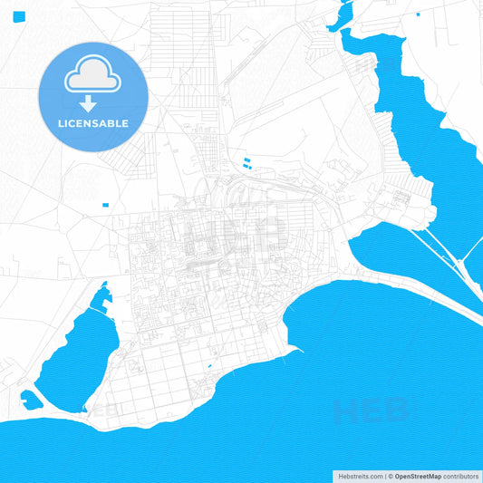 Yevpatoria, Ukraine PDF vector map with water in focus