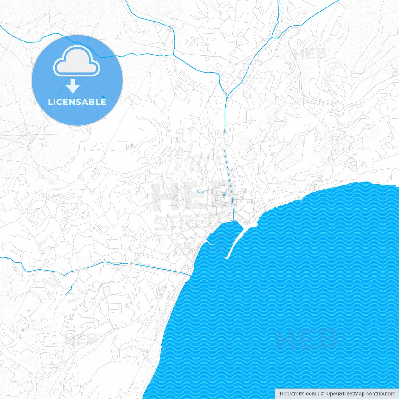 Yalta, Ukraine PDF vector map with water in focus