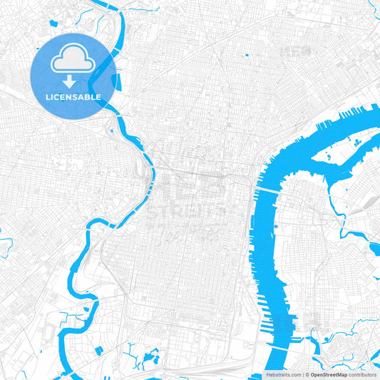 Philadelphia, Pennsylvania, United States, PDF vector map with water in focus