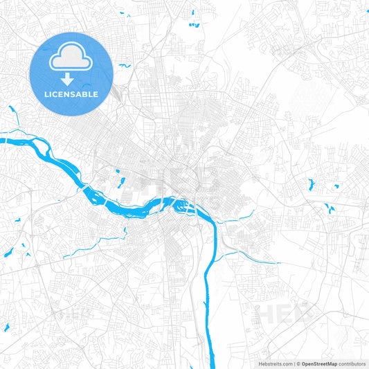Richmond, Virginia, United States, PDF vector map with water in focus