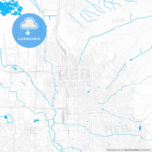 Salt Lake City, Utah, United States, PDF vector map with water in focus