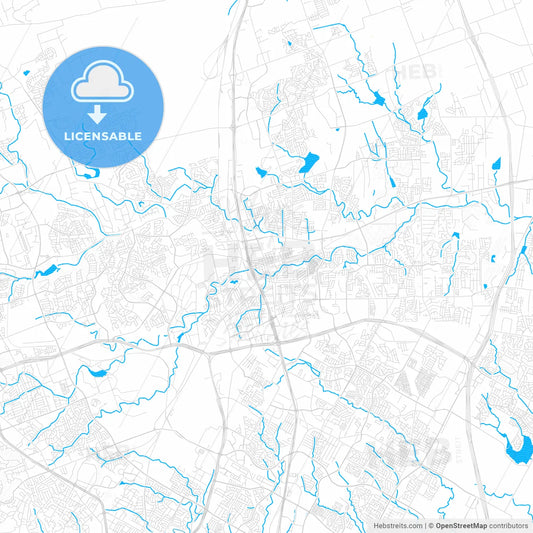 Round Rock, Texas, United States, PDF vector map with water in focus