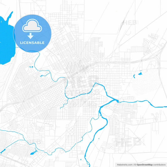 San Angelo, Texas, United States, PDF vector map with water in focus