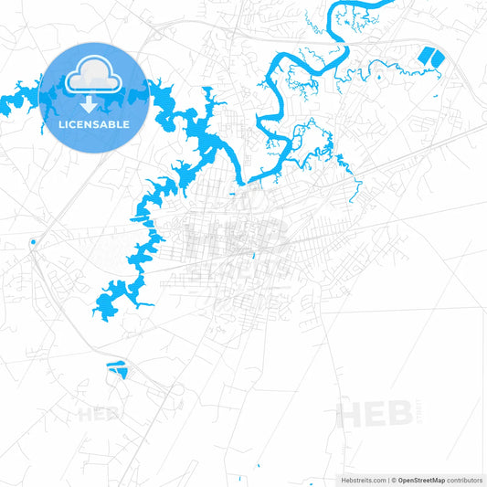 Suffolk, Virginia, United States, PDF vector map with water in focus