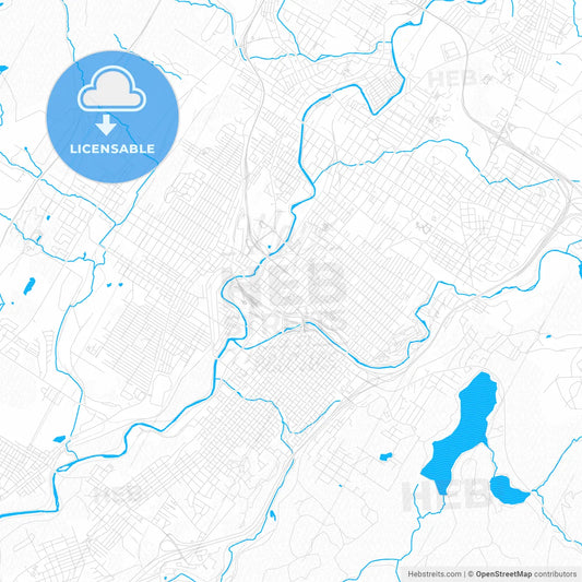 Scranton, Pennsylvania, United States, PDF vector map with water in focus