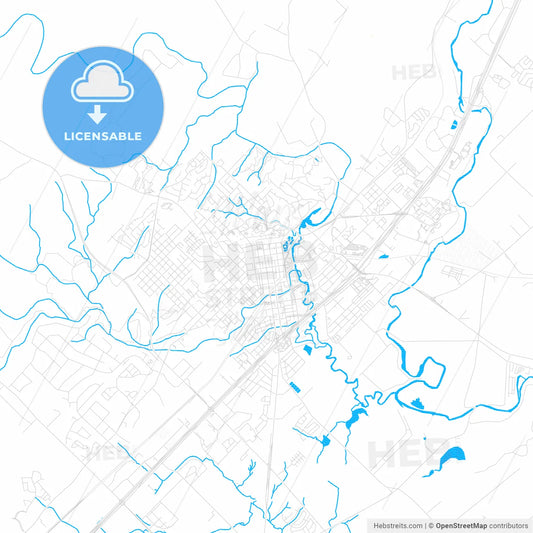 San Marcos, Texas, United States, PDF vector map with water in focus