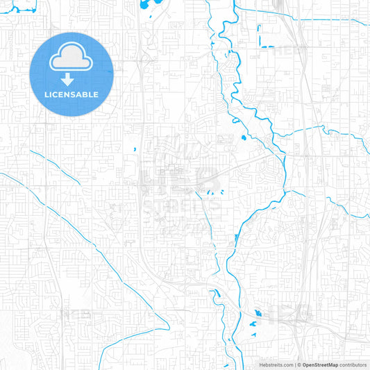 Taylorsville, Utah, United States, PDF vector map with water in focus