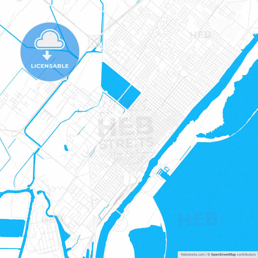 Port Arthur, Texas, United States, PDF vector map with water in focus