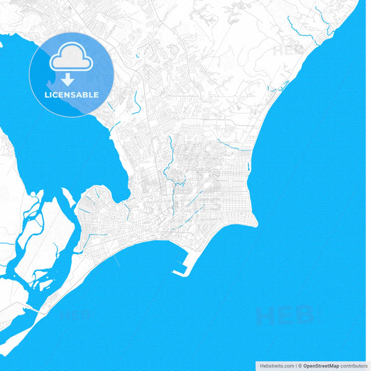 Maceio, Brazil PDF vector map with water in focus