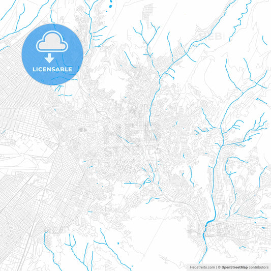 La Paz, Bolivia PDF vector map with water in focus