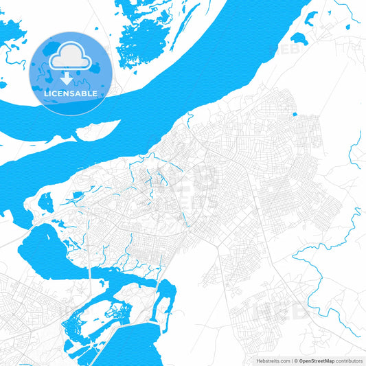 Ciudad Guayana, Venezuela PDF vector map with water in focus