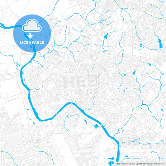 Cuiaba, Brazil PDF vector map with water in focus