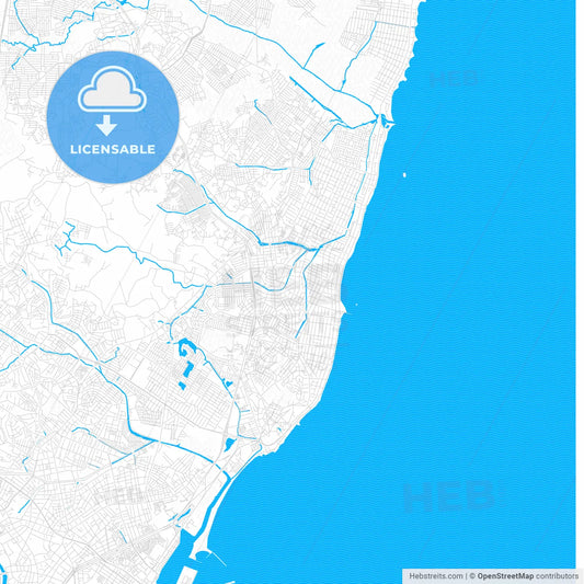 Olinda, Brazil PDF vector map with water in focus