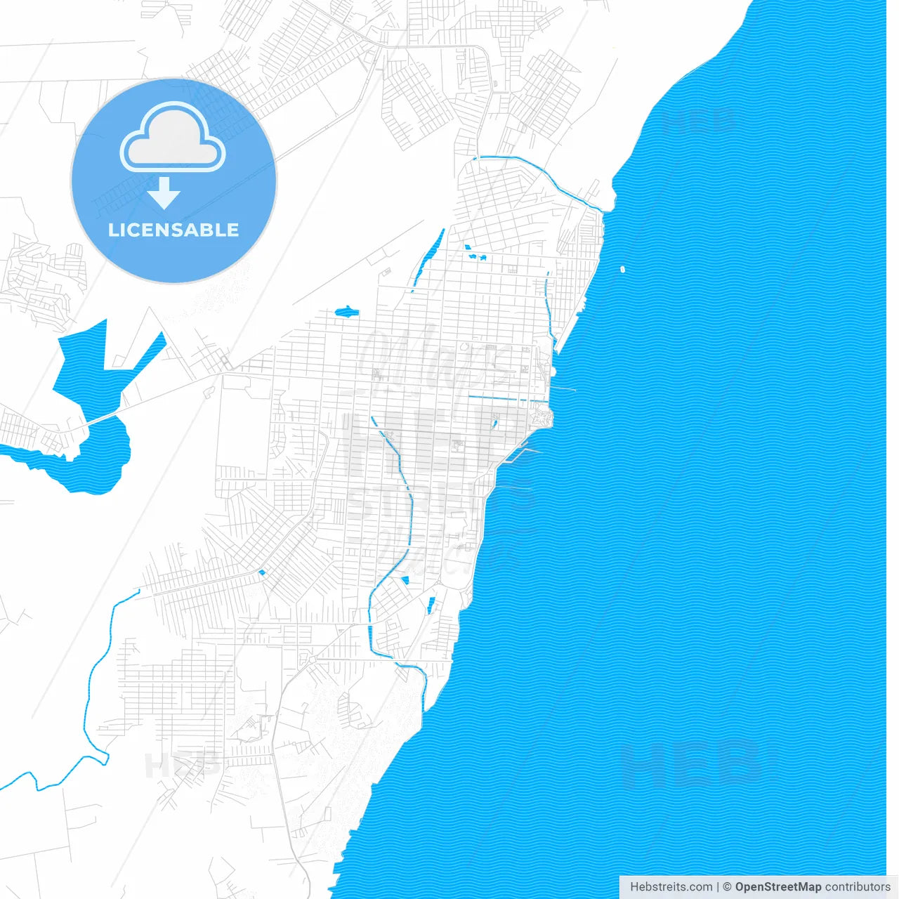 Macapa, Brazil PDF vector map with water in focus