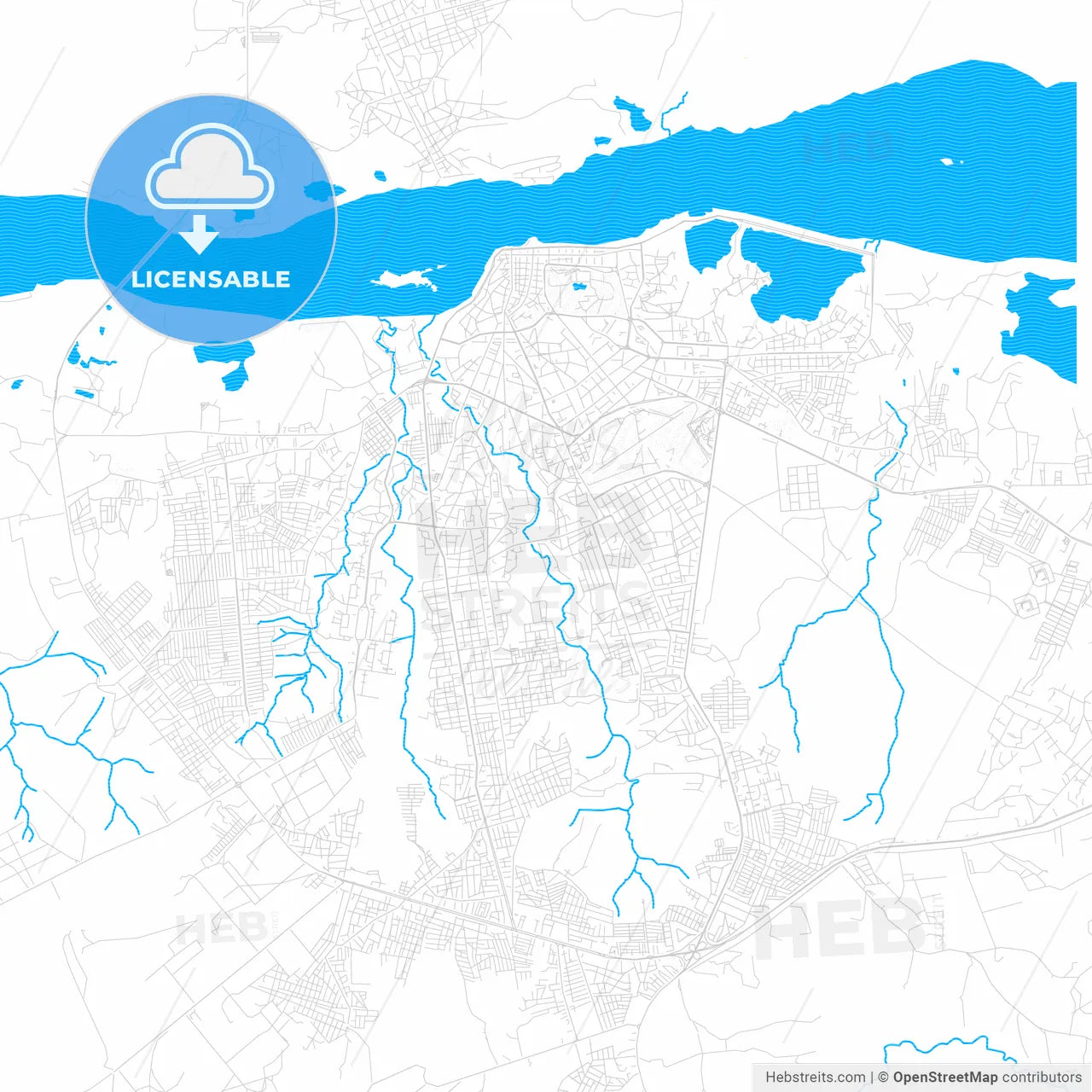 Ciudad Bolivar, Venezuela PDF vector map with water in focus