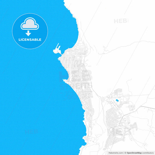 Iquique, Chile PDF vector map with water in focus