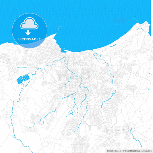 Manta, Ecuador PDF vector map with water in focus