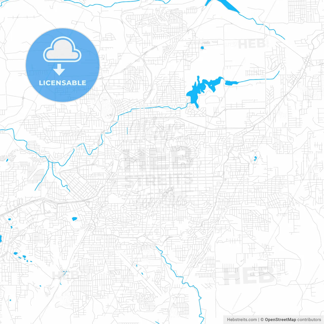 Caxias, Brazil PDF vector map with water in focus