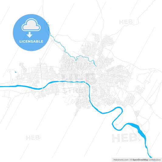 Jequie, Brazil PDF vector map with water in focus
