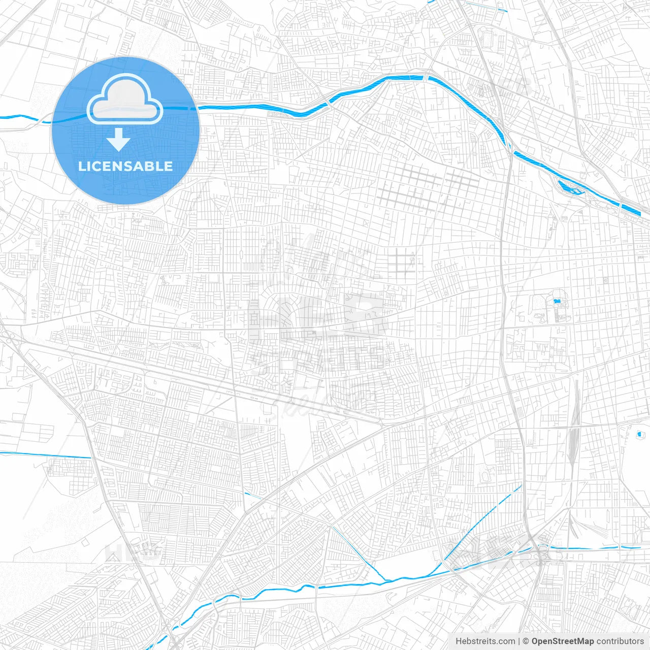 Lo Prado, Chile PDF vector map with water in focus
