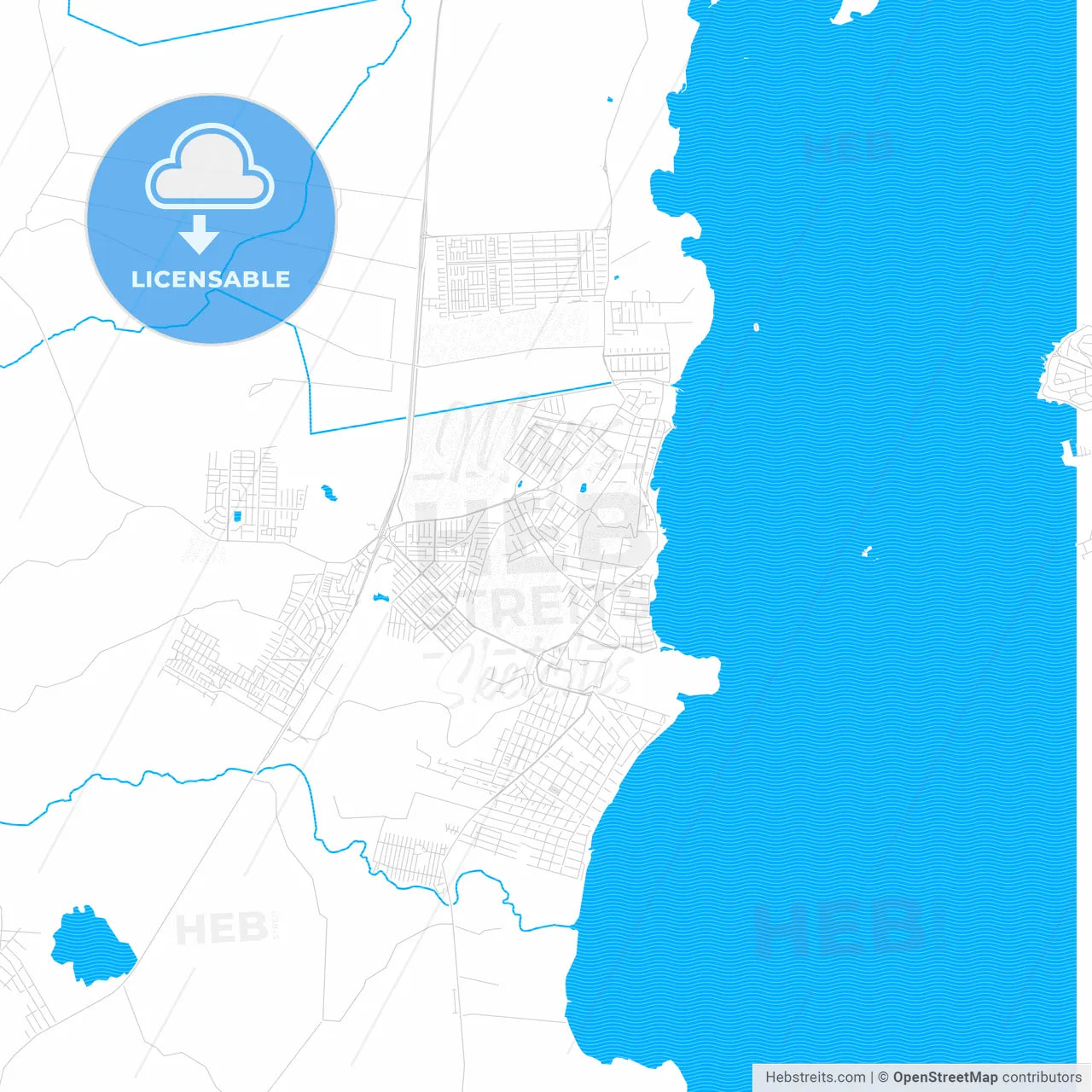 Guaiba, Brazil PDF vector map with water in focus
