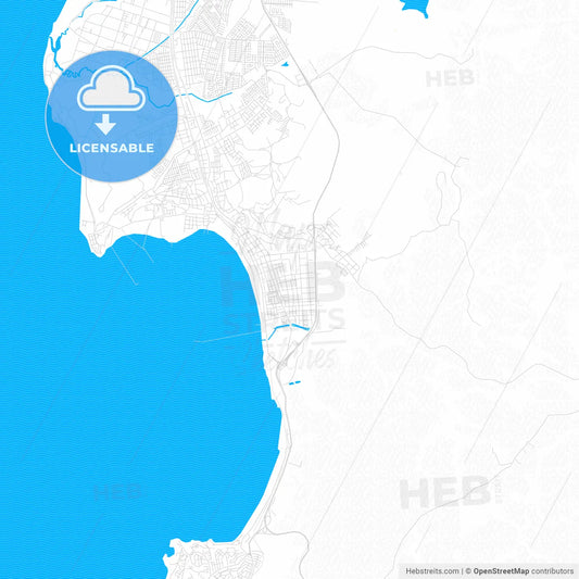 Coronel, Chile PDF vector map with water in focus