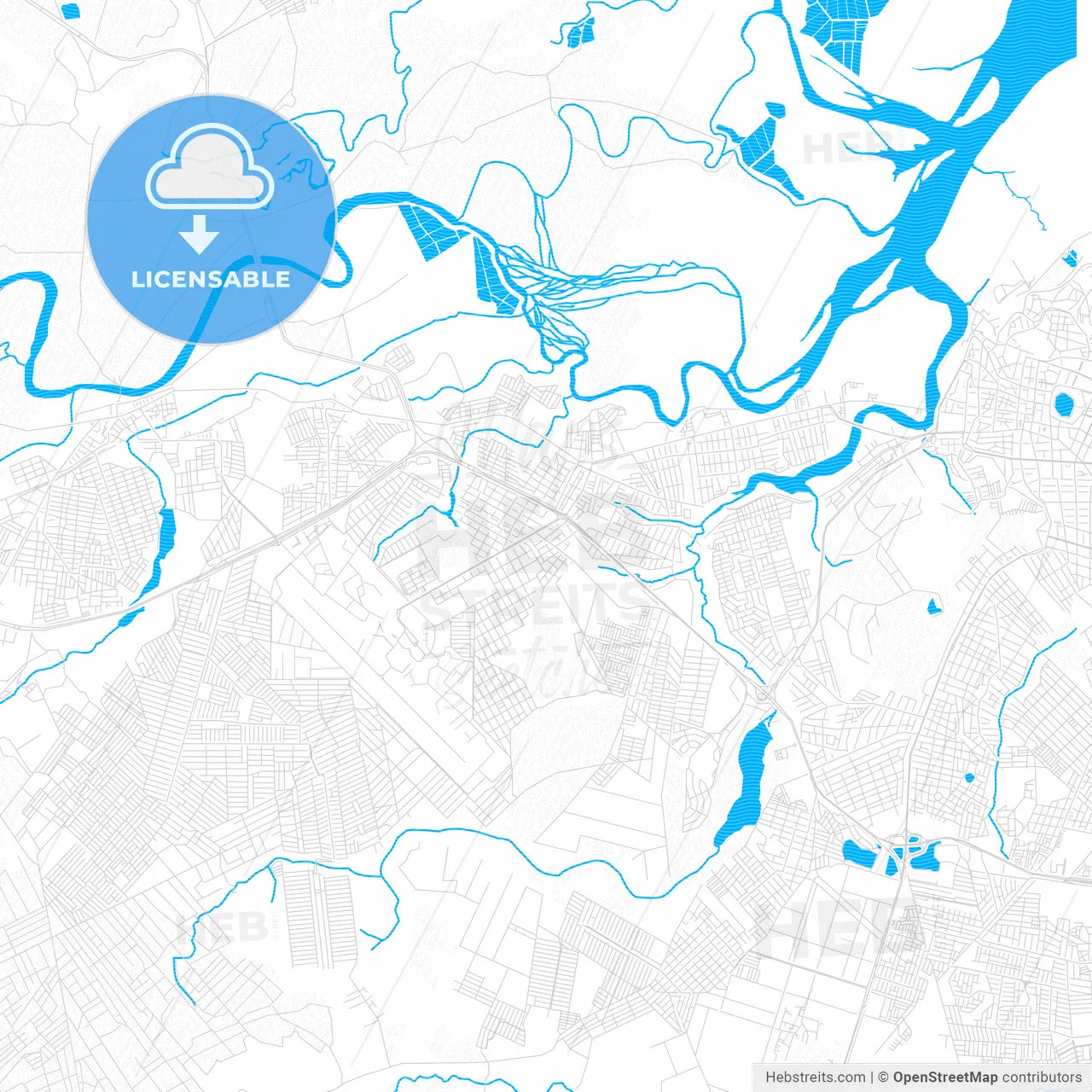Bayeux, Brazil PDF vector map with water in focus