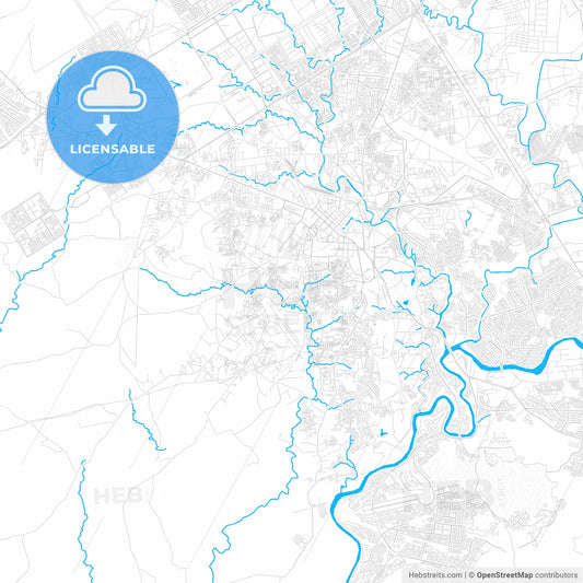 Rawalpindi, Pakistan PDF vector map with water in focus