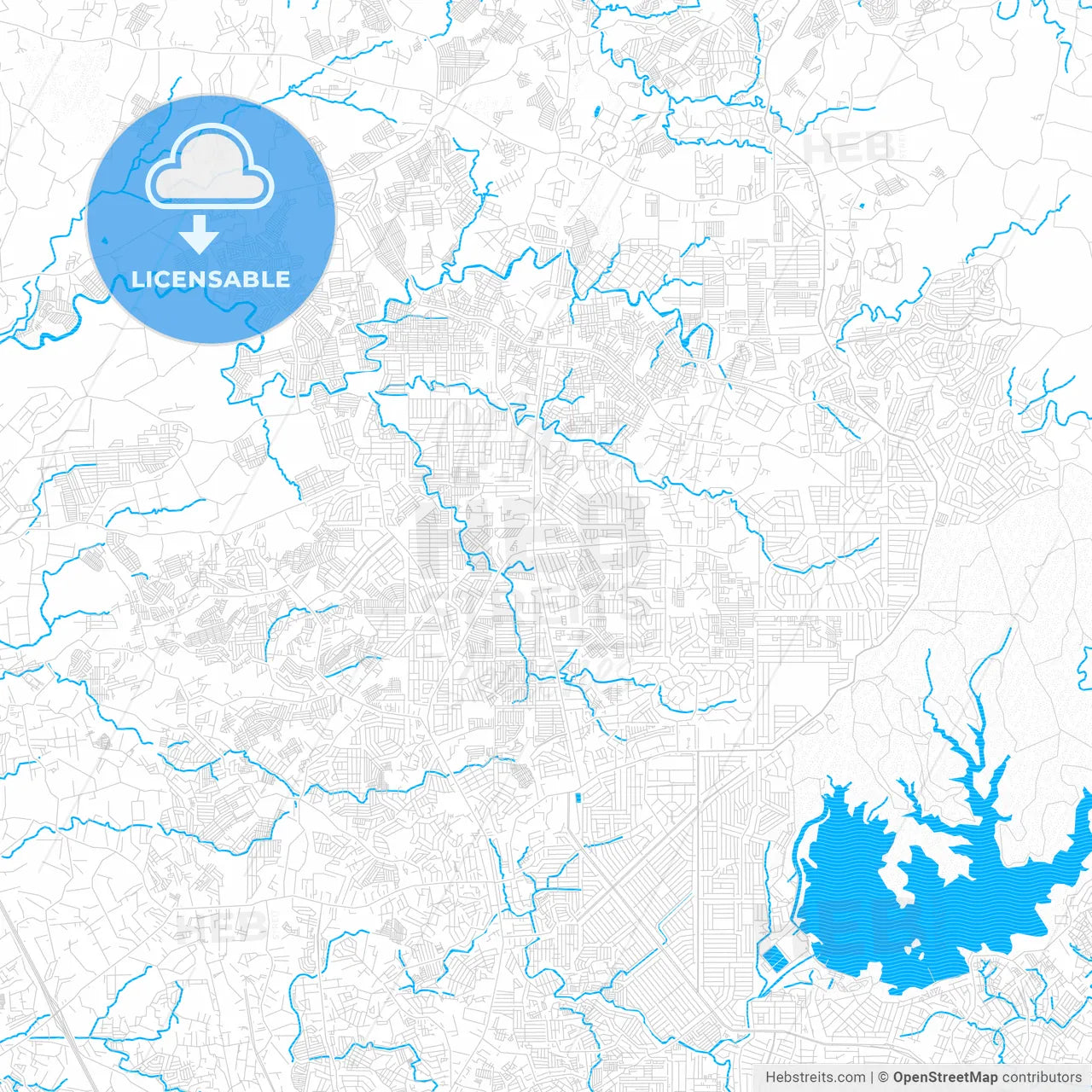 Caloocan, Philippines PDF vector map with water in focus