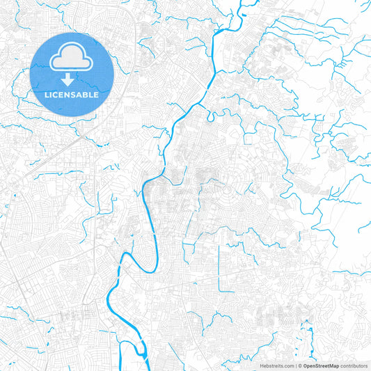 Marikina, Philippines PDF vector map with water in focus