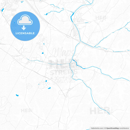 Yongin, South Korea PDF vector map with water in focus
