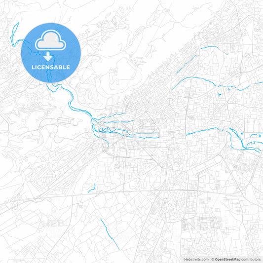Damascus, Syria PDF vector map with water in focus
