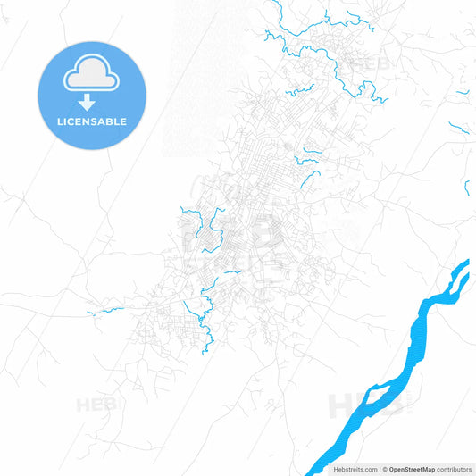 Kenema, Sierra Leone PDF vector map with water in focus