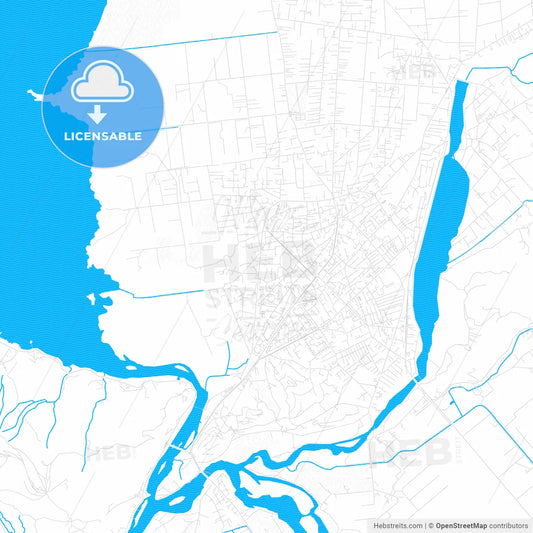 Shkodër, Albania PDF vector map with water in focus