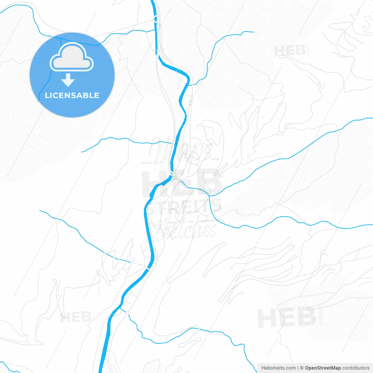 Sant Julià de Lòria, Andorra PDF vector map with water in focus