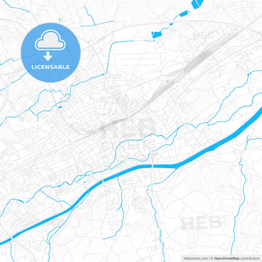 Wels, Austria PDF vector map with water in focus