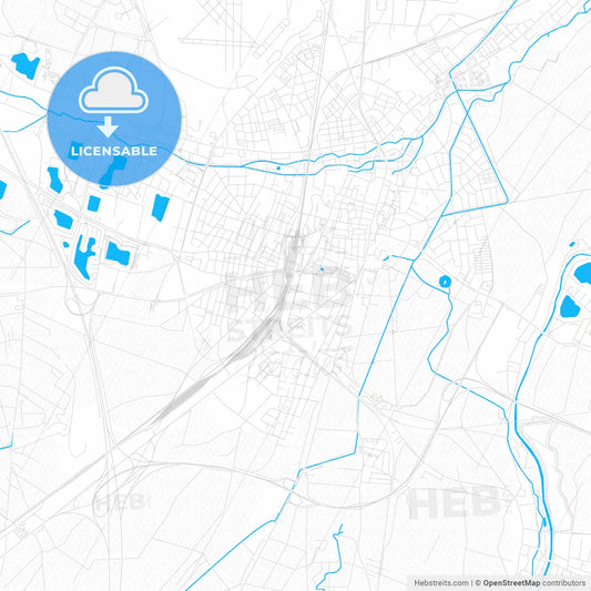 Wiener Neustadt, Austria PDF vector map with water in focus