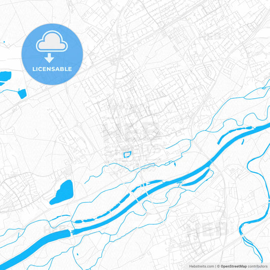 Traun, Austria PDF vector map with water in focus