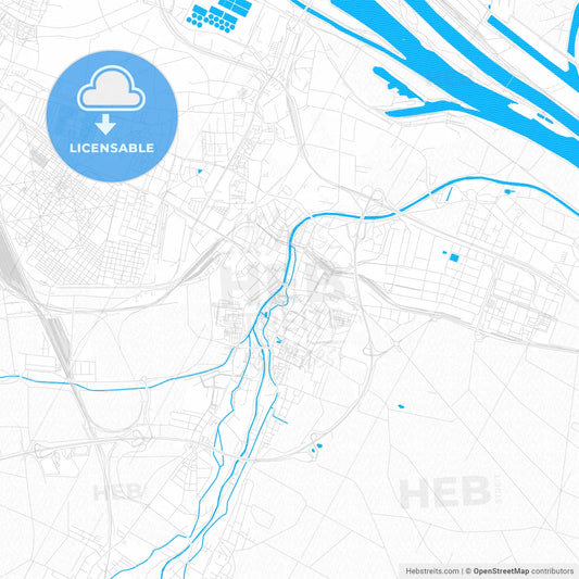 Schwechat, Austria PDF vector map with water in focus