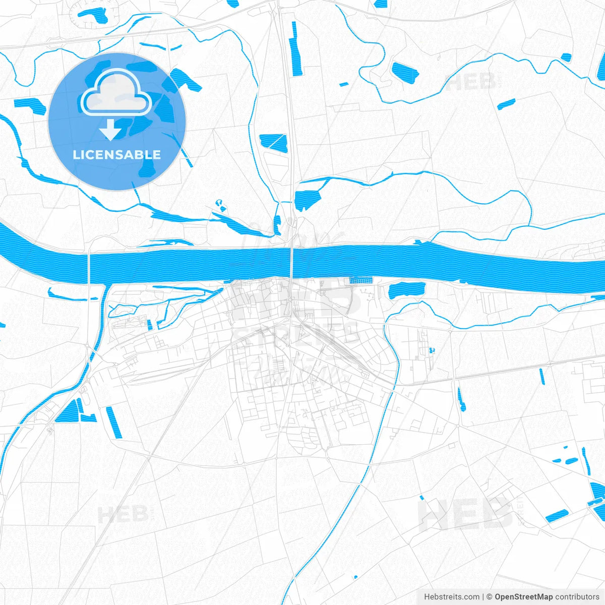 Tulln, Austria PDF vector map with water in focus