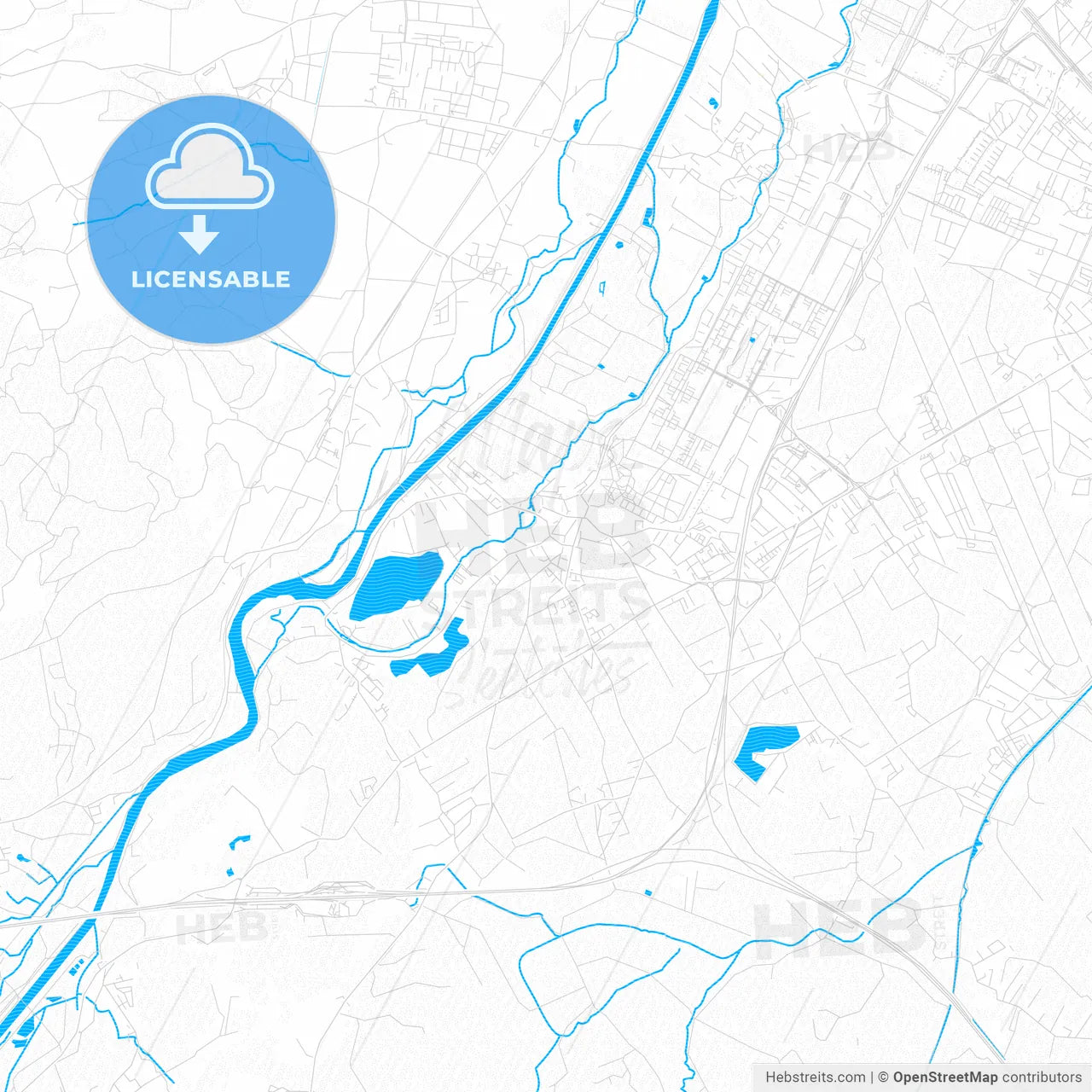 Wals-Siezenheim, Austria PDF vector map with water in focus