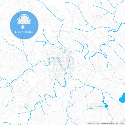 Zwettl, Austria PDF vector map with water in focus