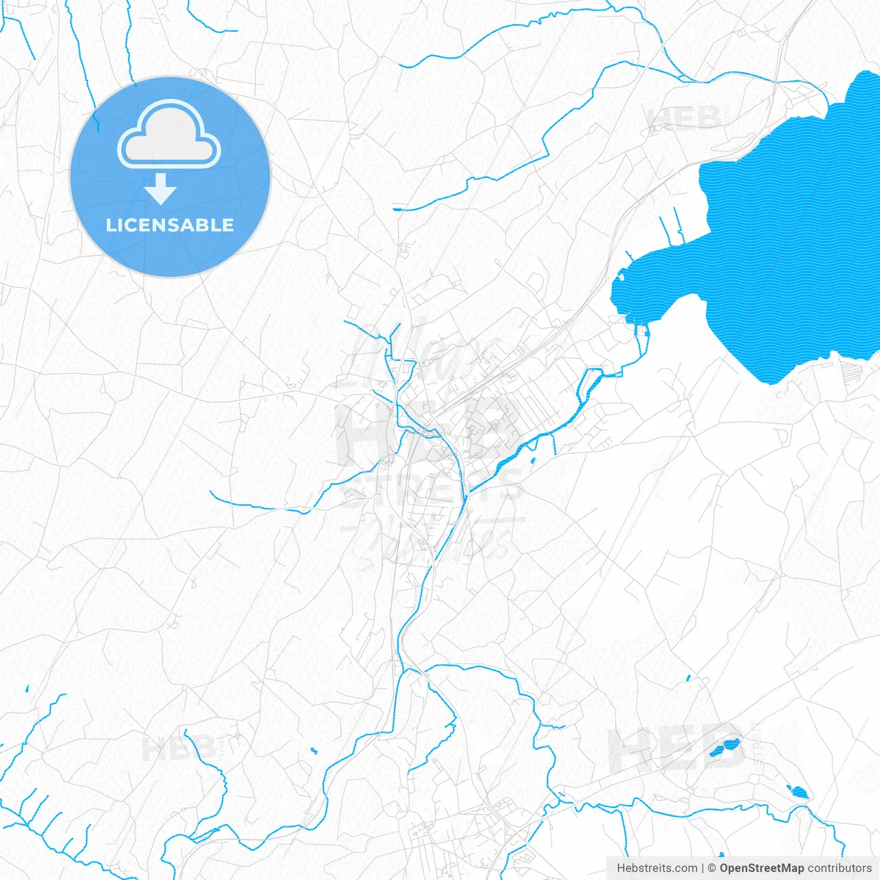 Seekirchen am Wallersee, Austria PDF vector map with water in focus