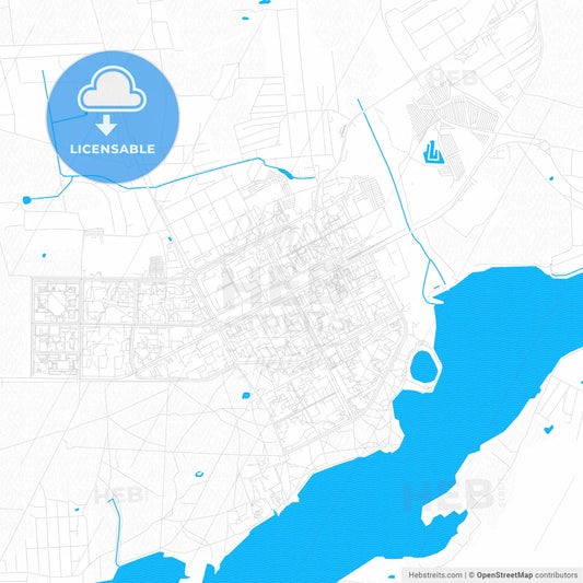 Salihorsk, Belarus PDF vector map with water in focus
