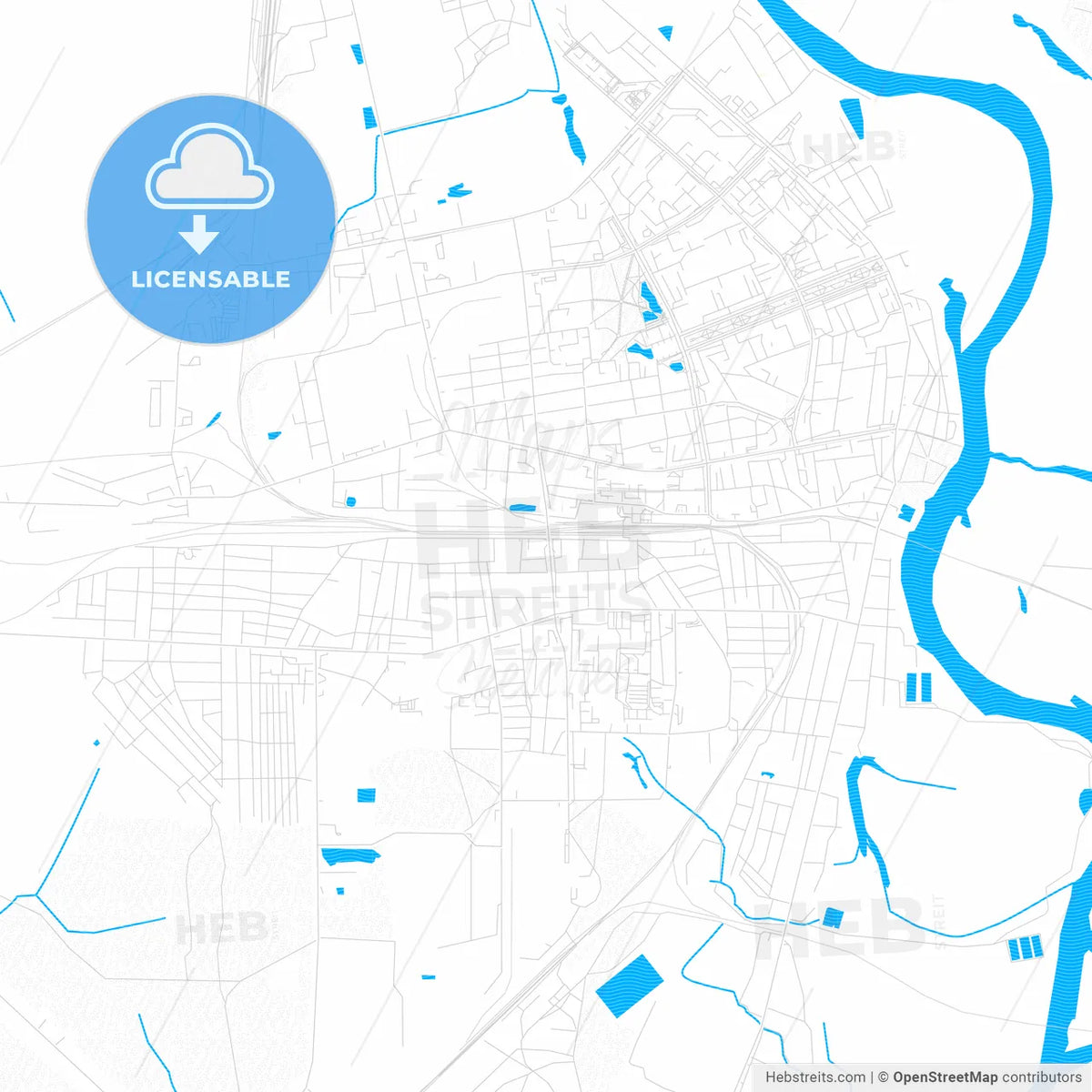 Zhlobin, Belarus PDF vector map with water in focus