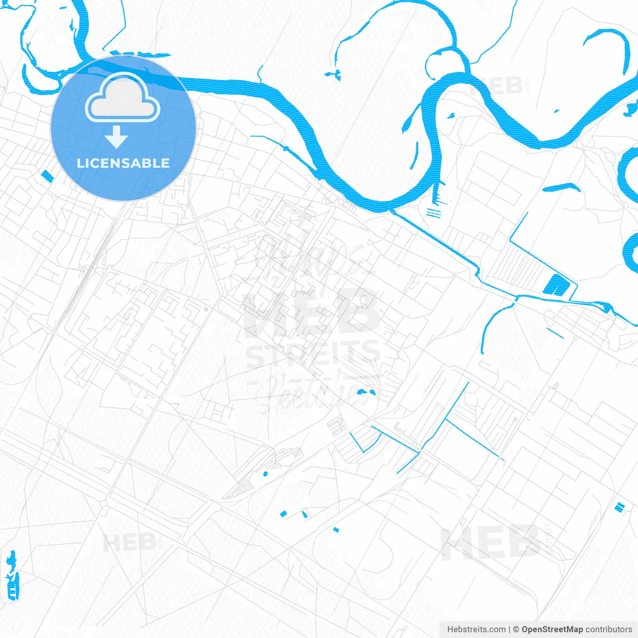 Svietlahorsk, Belarus PDF vector map with water in focus